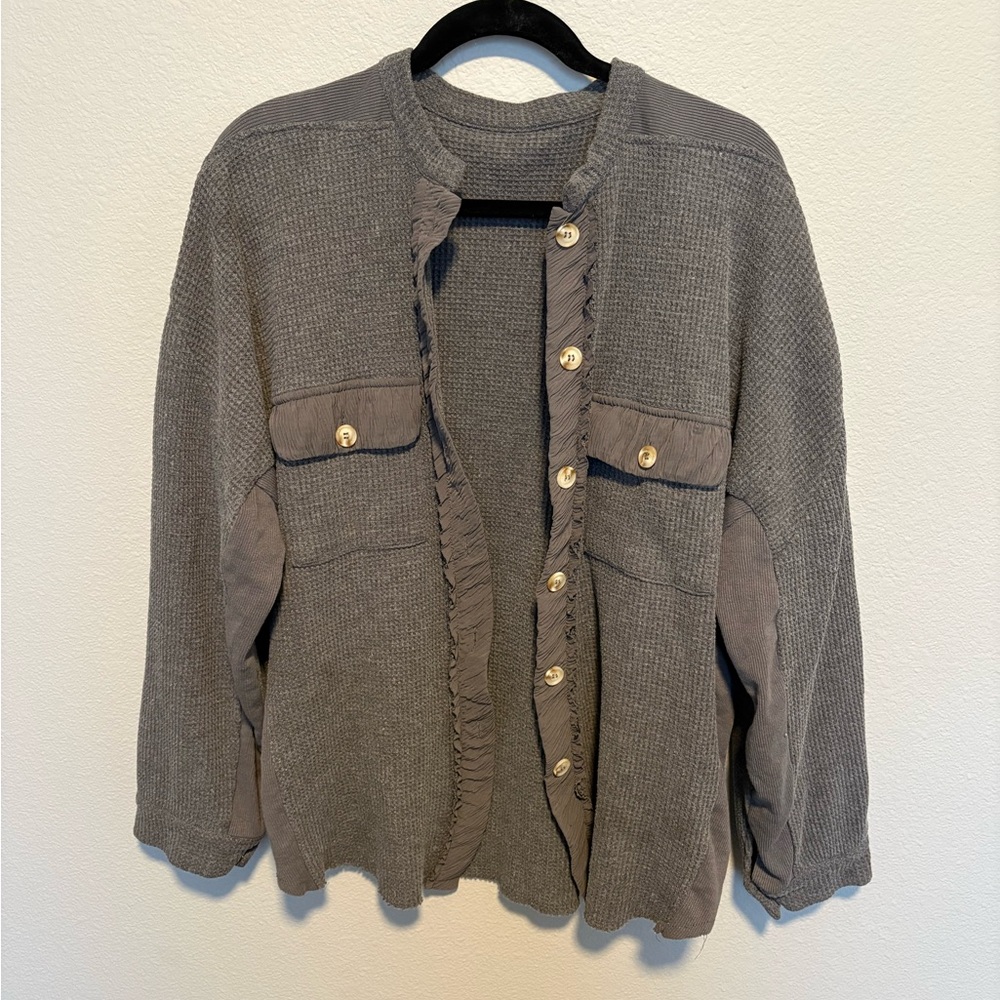 ATOL Waffle Knit Plaid Shacket 2XL – Cozy Oversized Button Up Jacket